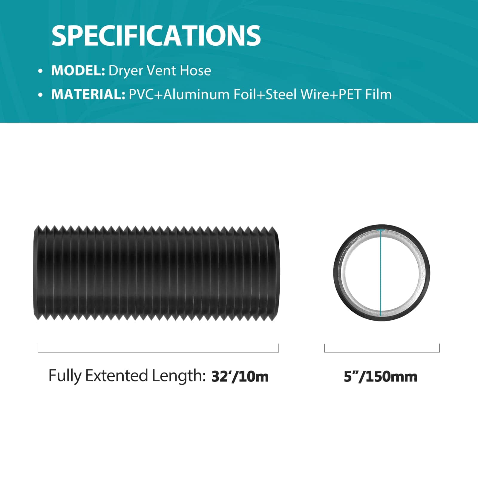 Manguera de ventilación flexible de aluminio de 5 pulgadas - Imagen 3