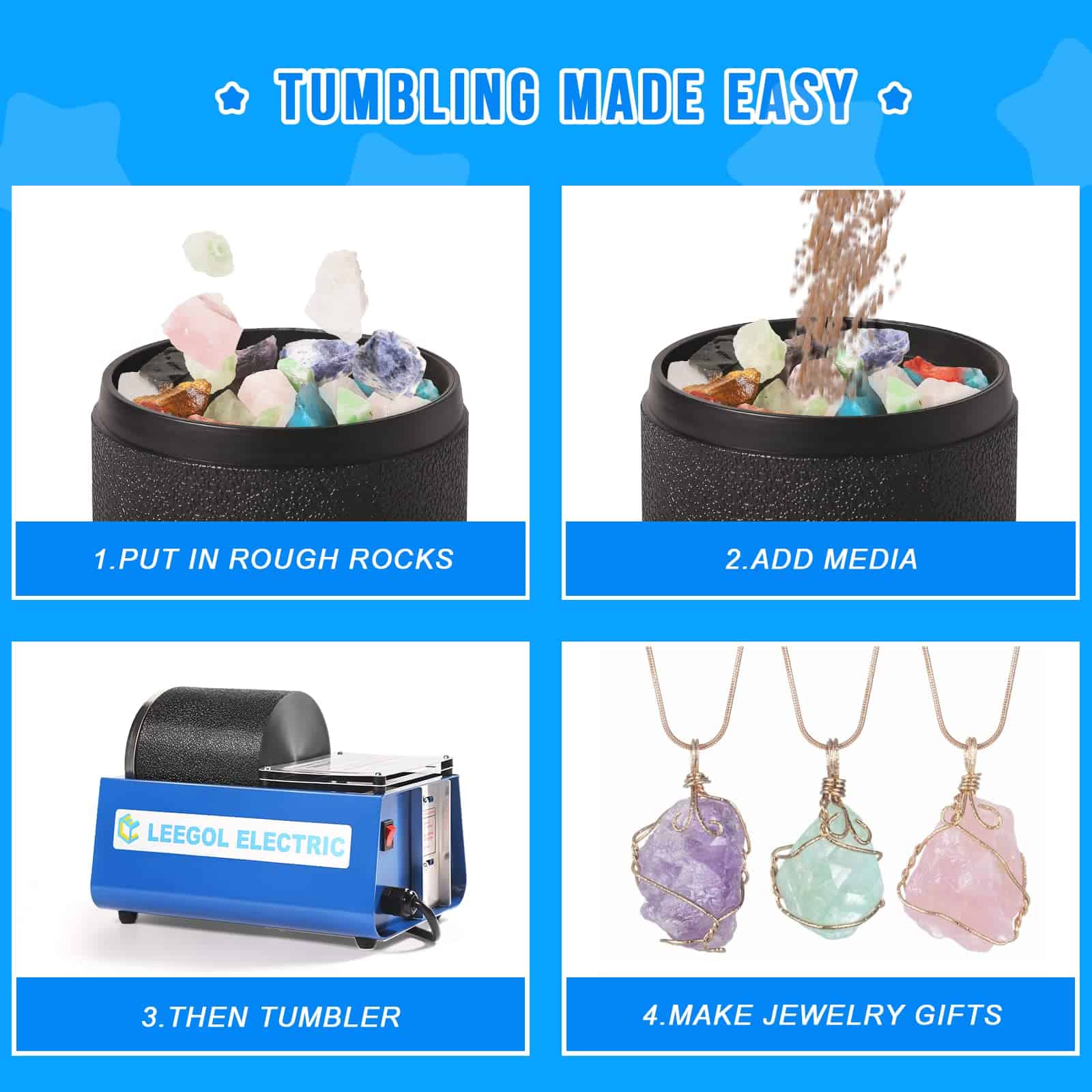 Máquina Pulidora de Rocas Eléctrica Leegol - Tambor Único - Imagen 6