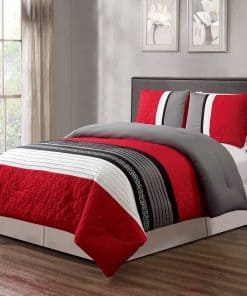 Juego de Edredón de Tres Piezas con Bordado de Scroll en