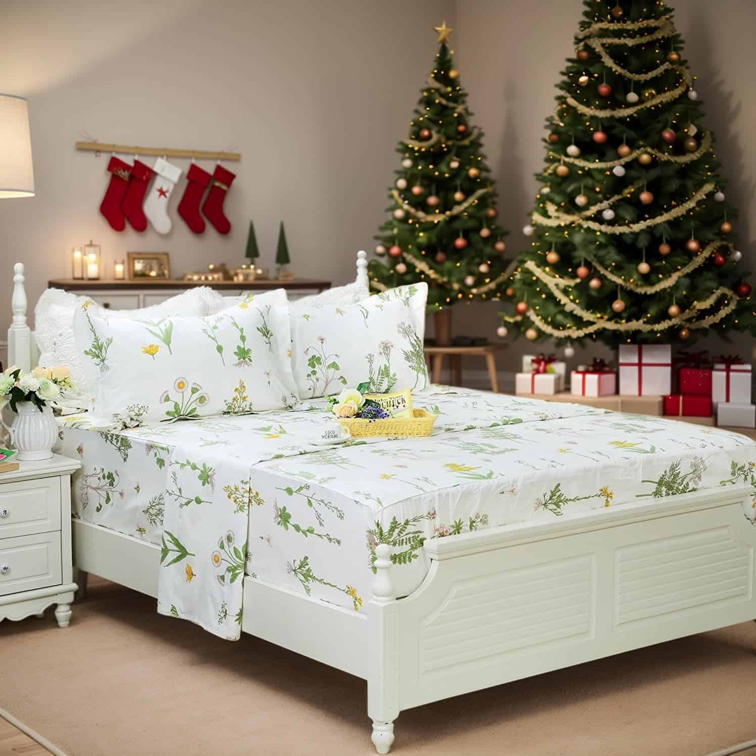 Juego de sábanas 100% algodón FADFAY de 4 piezas, juego de