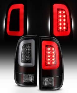 AKKON - Par de luces traseras LED con tubo ahumado negro