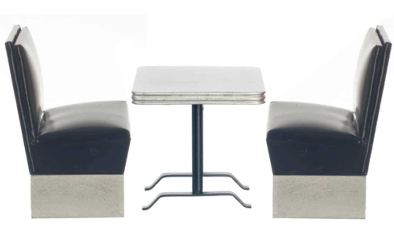 Juego de Booth en miniatura estilo 1950, 3 piezas, Negro