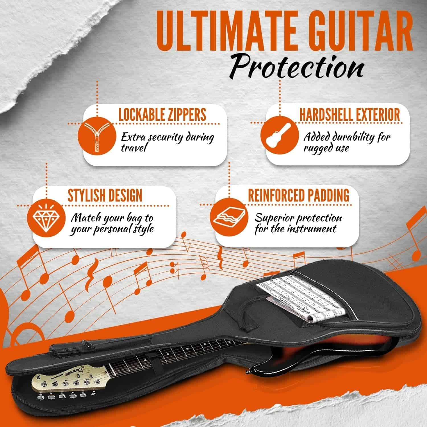 Estuche de Guitarra Eléctrica Flexzion - Funda Suave para - Imagen 6