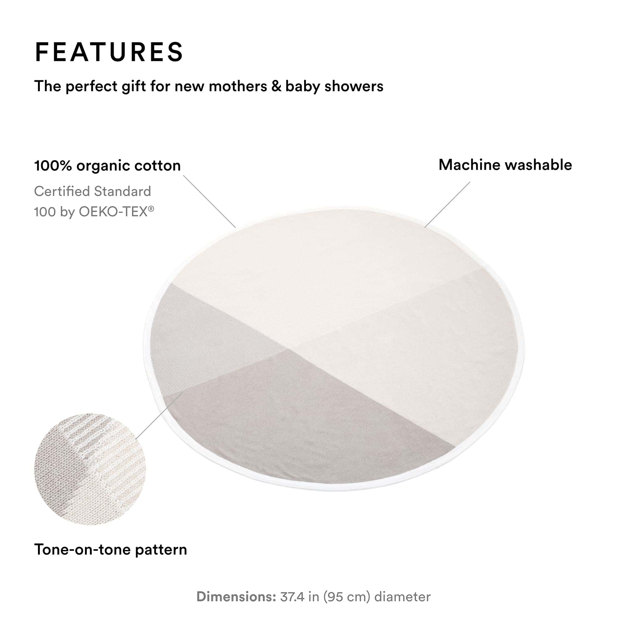 Manta de Algodón de Punto Stokke, Beige - Suave y - Imagen 3