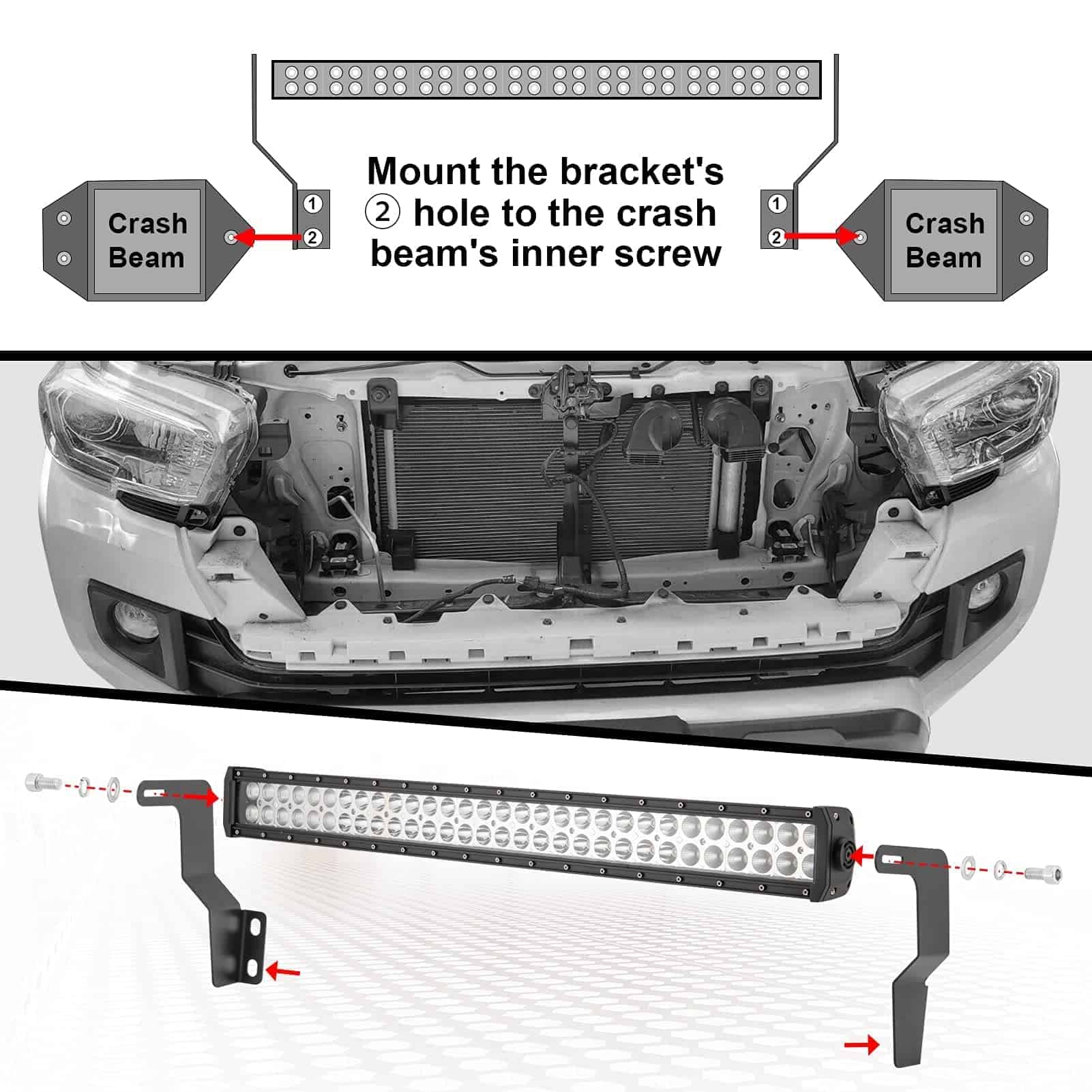 Barra de luz LED de alta potencia Dasen 32" 180W y soportes - Imagen 3