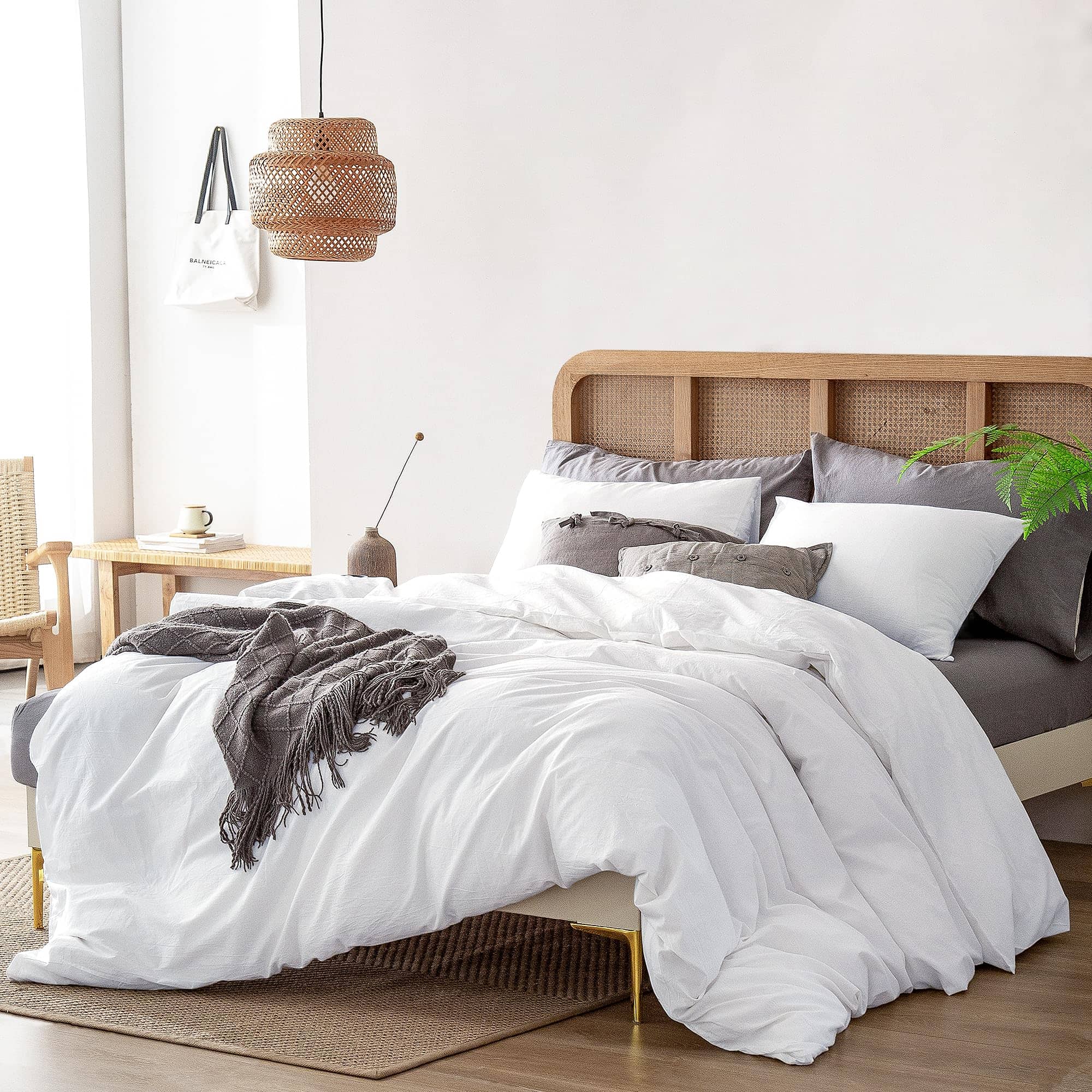 ATsense Juego de Funda de Edredón Twin Blanco, 100% Algodón - Imagen 8