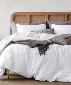 ATsense Juego de Funda de Edredón Twin Blanco, 100% Algodón