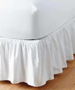 Faldón de Cama con Volantes de Tamaño King, Color Blanco,