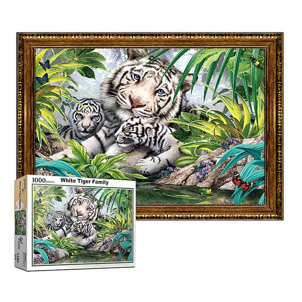Rompecabezas de 1000 Piezas White Tiger Family Howard