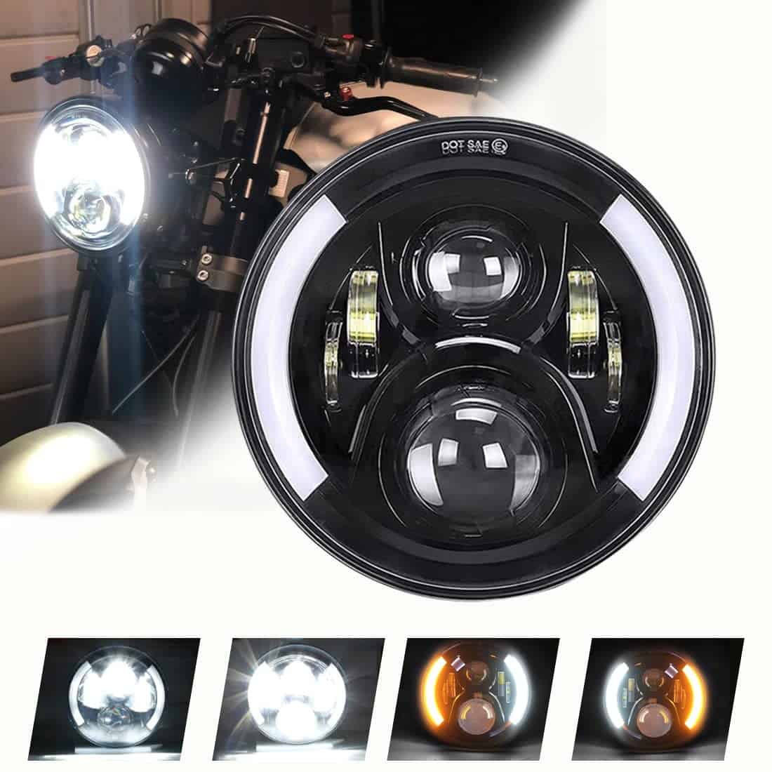 Faro LED para Motocicleta de 7 Pulgadas con Luces de Señal