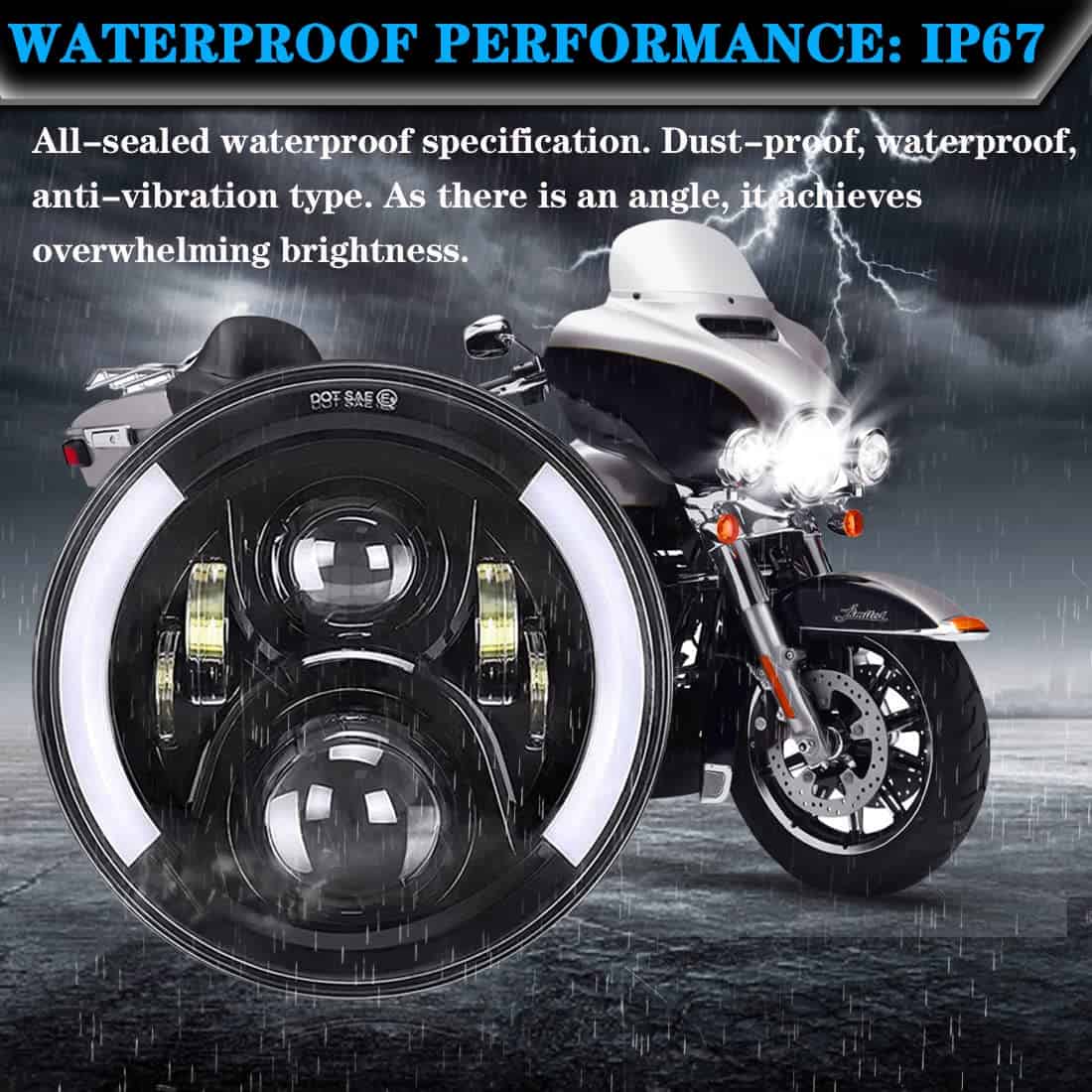 Faro LED para Motocicleta de 7 Pulgadas con Luces de Señal - Imagen 4