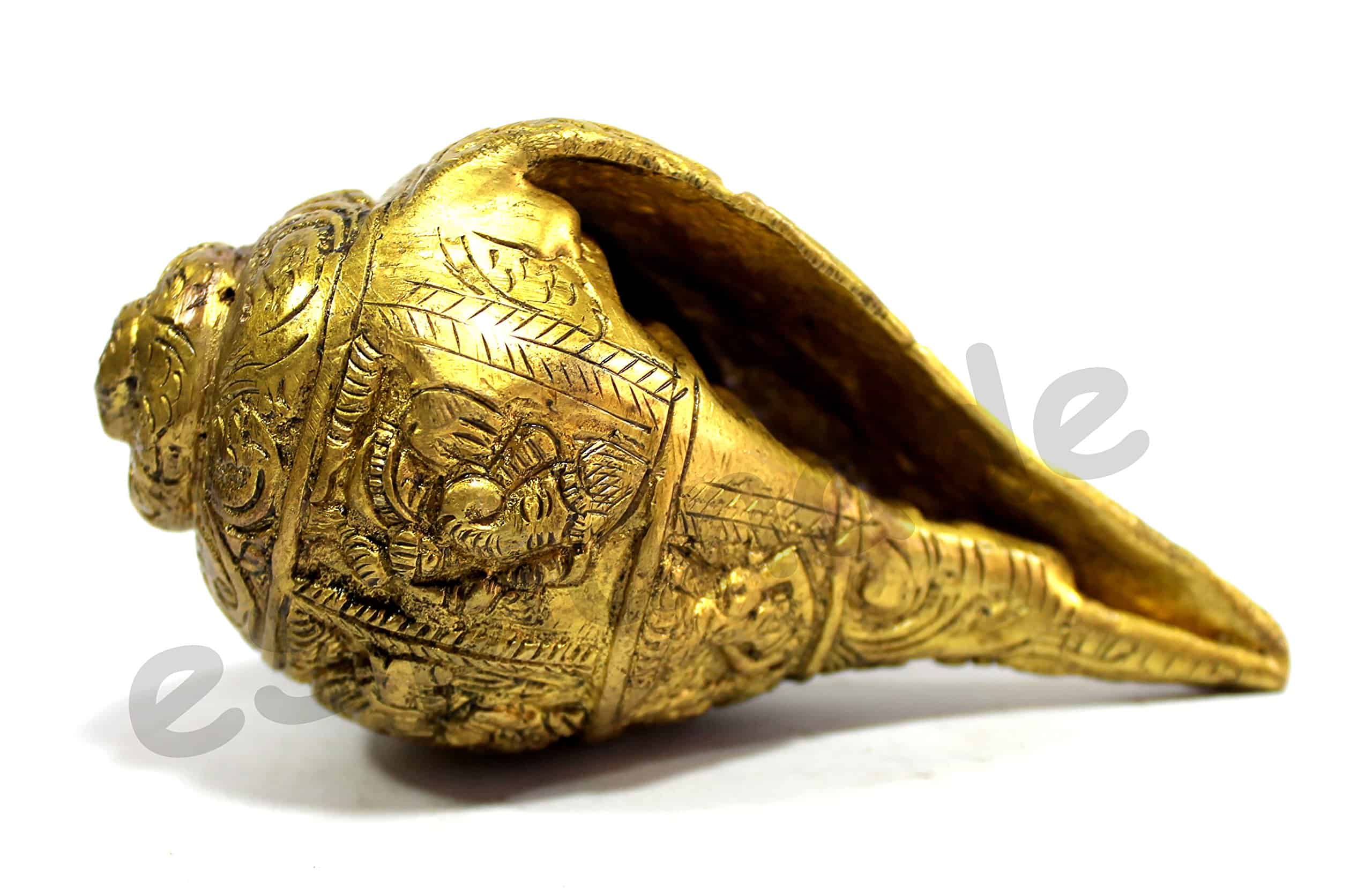 Concha Shankh de Latón con Tallado de Ganesha | Decoración - Imagen 6