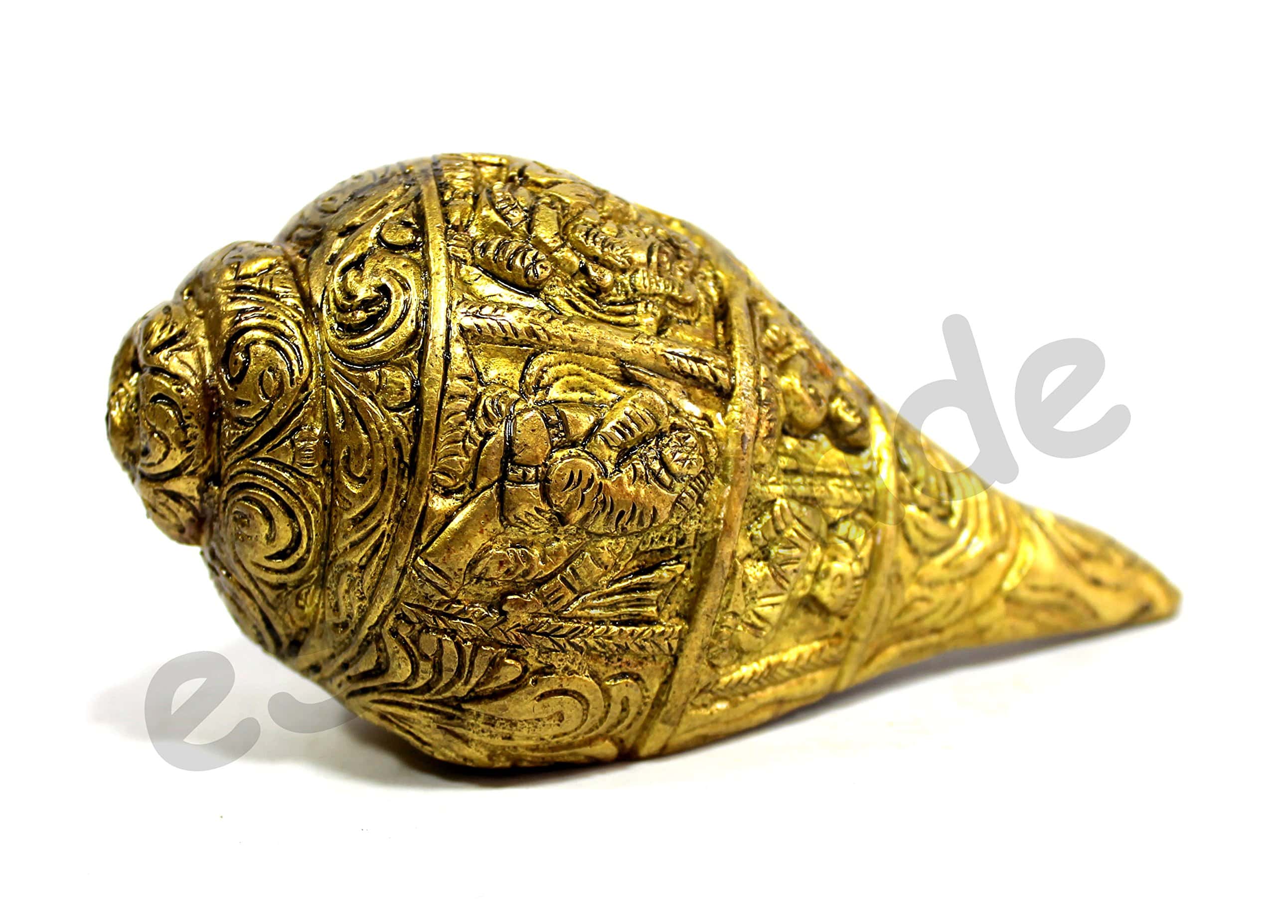 Concha Shankh de Latón con Tallado de Ganesha | Decoración - Imagen 4