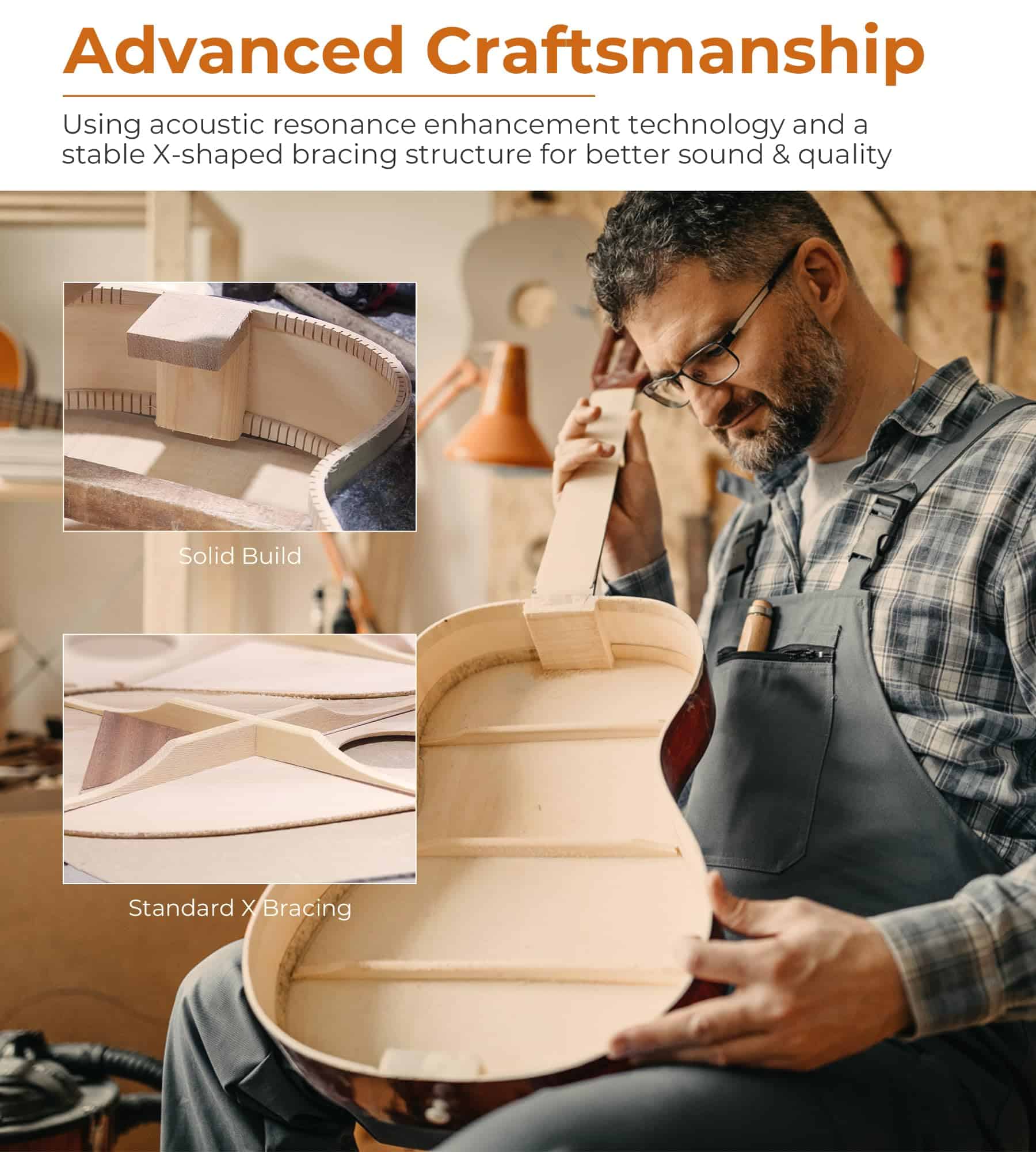 Guitarra Acústica Vangoa de 36", tamaño junior de 3/4, para - Imagen 9