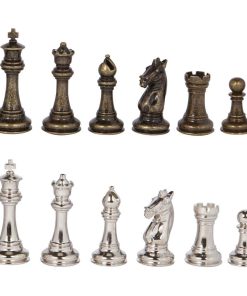 Piezas de ajedrez de metal Edgemar en plata y bronce con