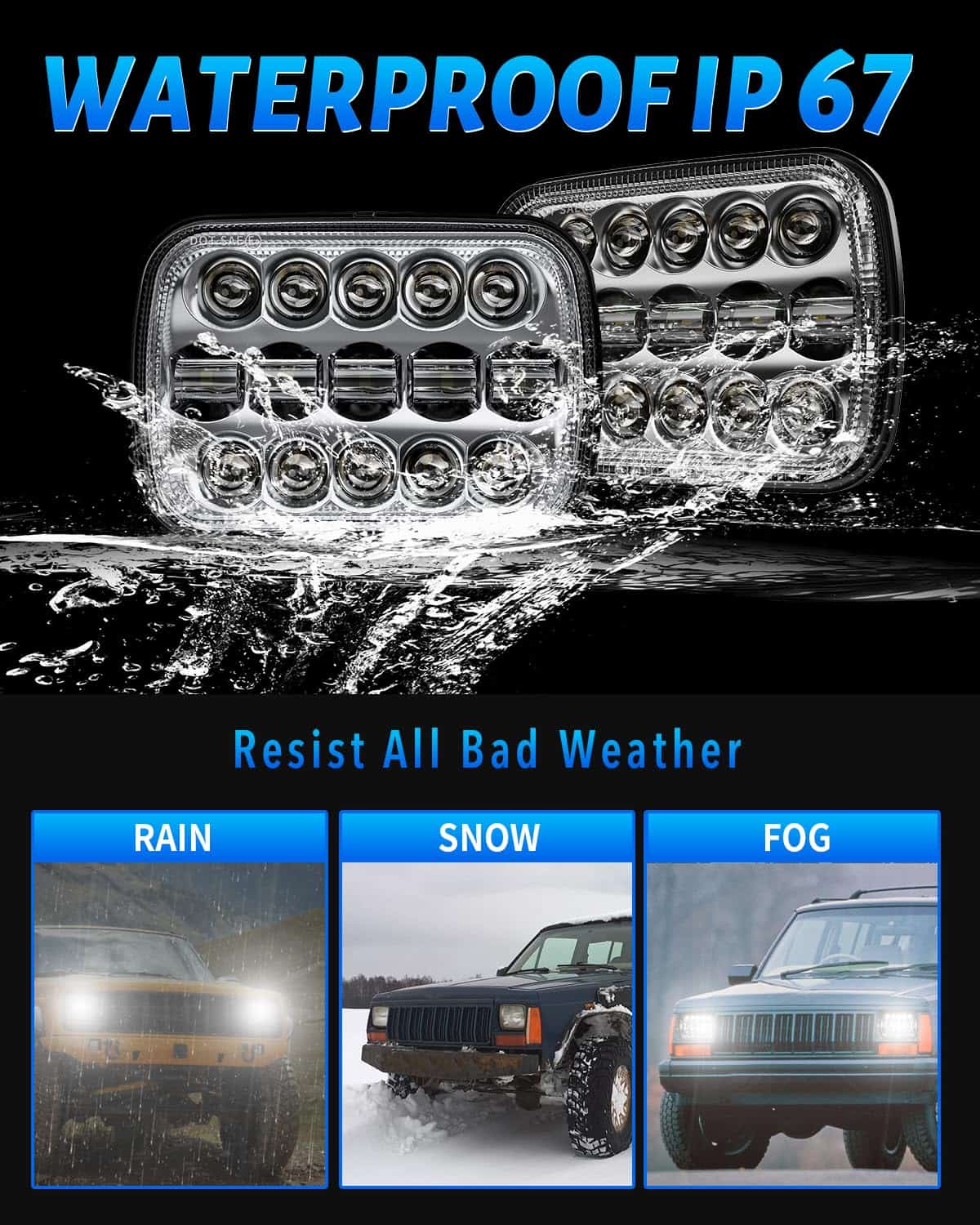 Faros LED BICYACO DOT 110W 5x7 7x6 Pulgadas Alto / Bajo - Imagen 4