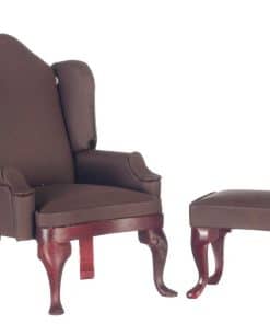 Sillón con otomana en miniatura para casa de muñecas de