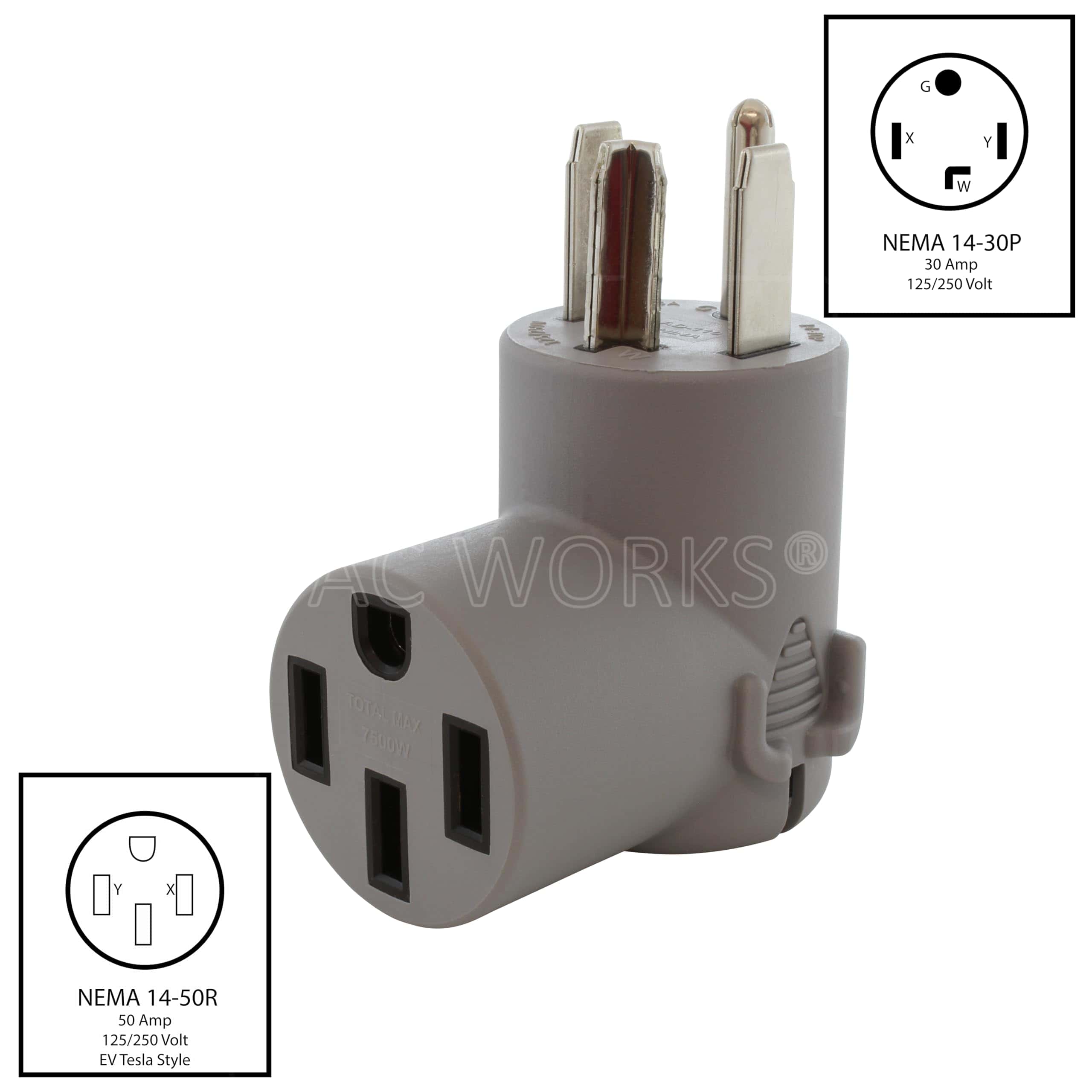Adaptador de Carga EV AC WORKS para Uso en Tesla (14-30 30A - Imagen 3