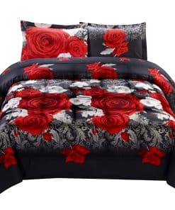 Juego de Edredón HIG 3D King - Juego de Edredón 3D Rojo y