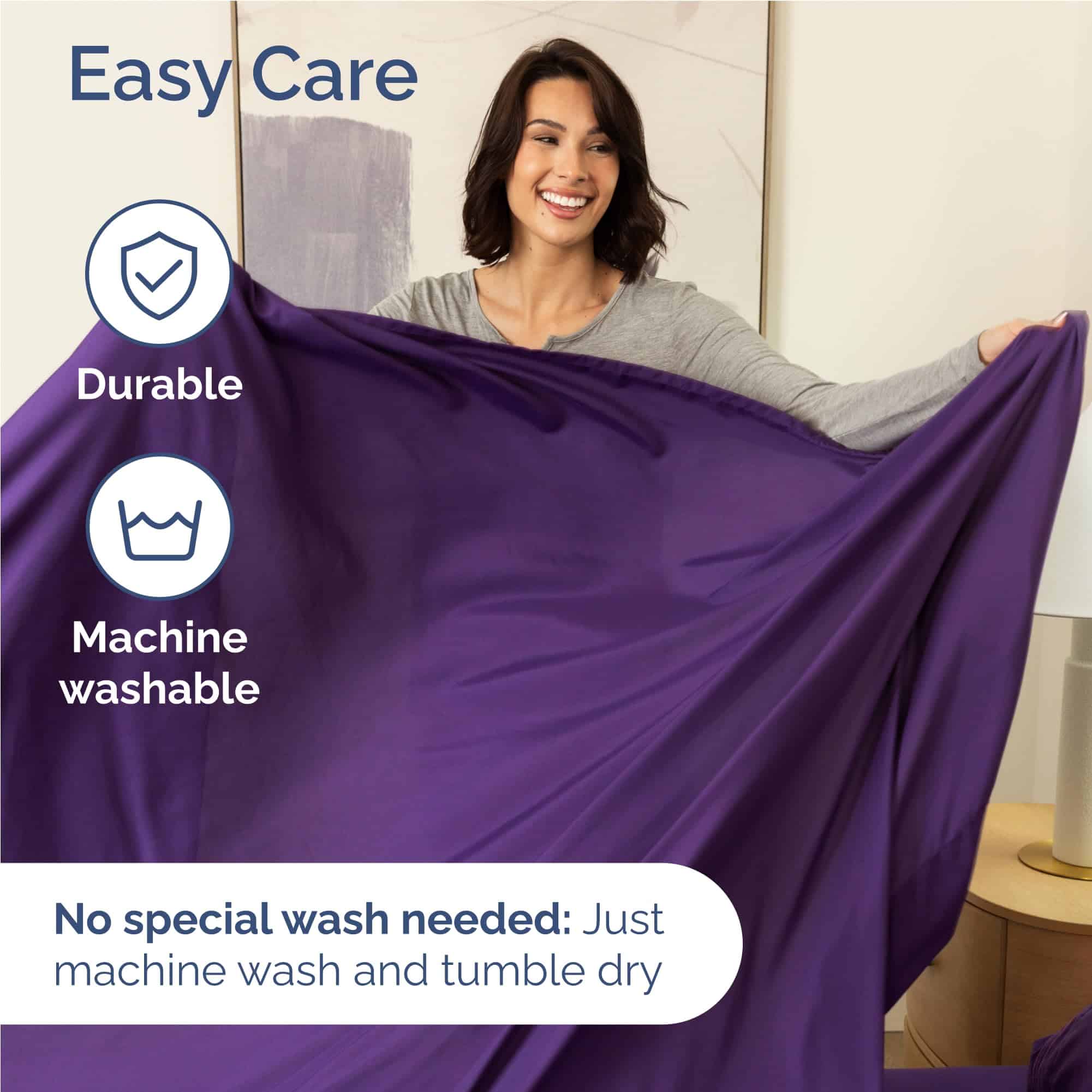 Juego de sábanas Twin XL de 4 piezas - Cómodas, -Morado - Imagen 7