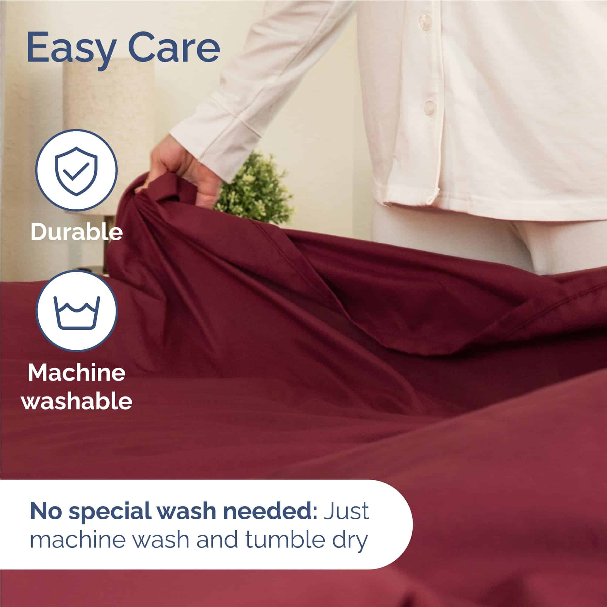 Juego de sábanas Twin XL de 4 piezas - Cómodas, -Borgoña - Imagen 7