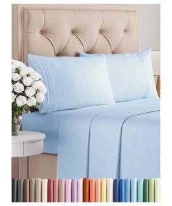 Juego de Sábanas Twin XL de 4 Piezas - Cómodas, -Azul Bebé