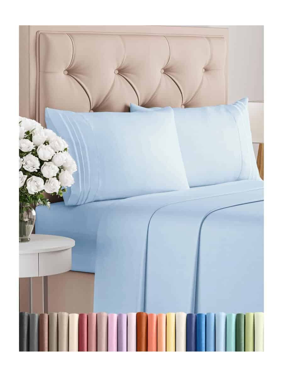 Juego de Sábanas Twin XL de 4 Piezas - Cómodas, -Azul Bebé