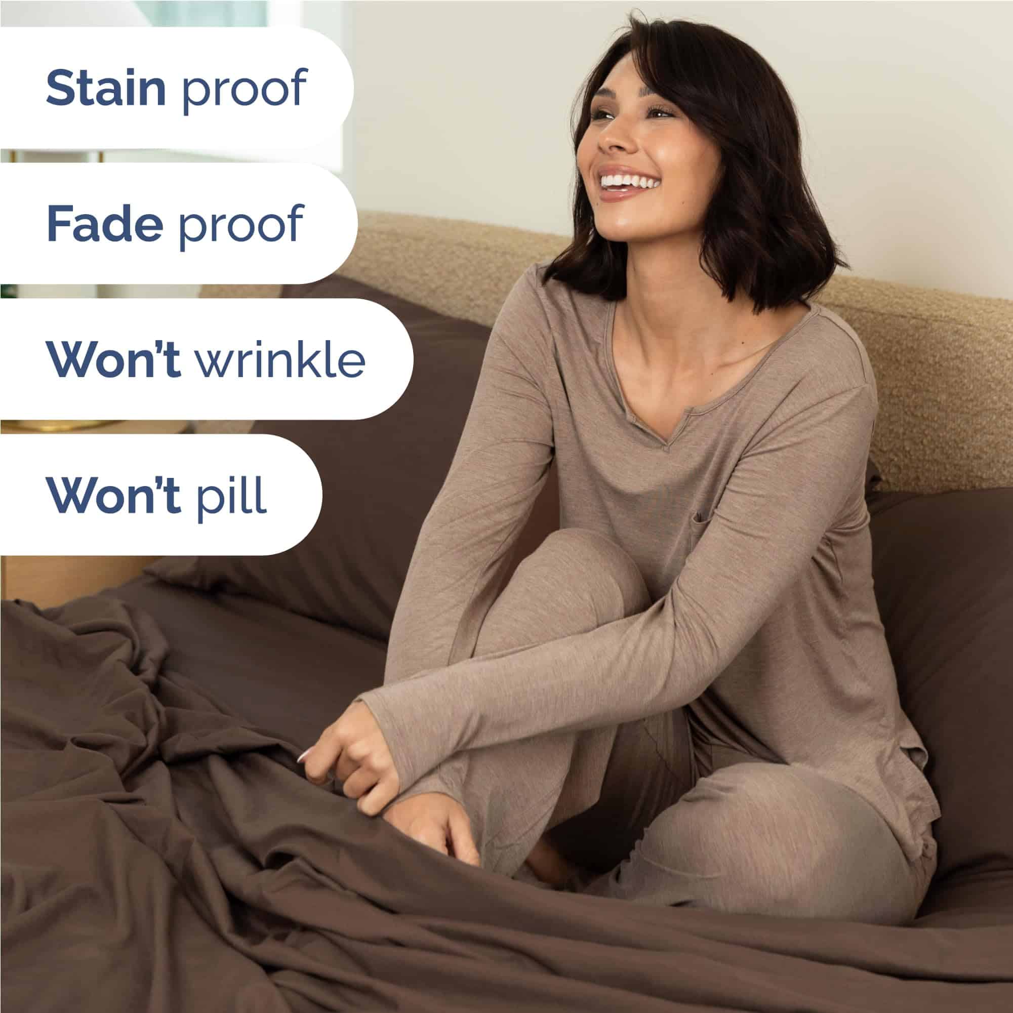 Juego de Sábanas Twin XL de 4 Piezas - Cómodas, -Marrón - Imagen 6