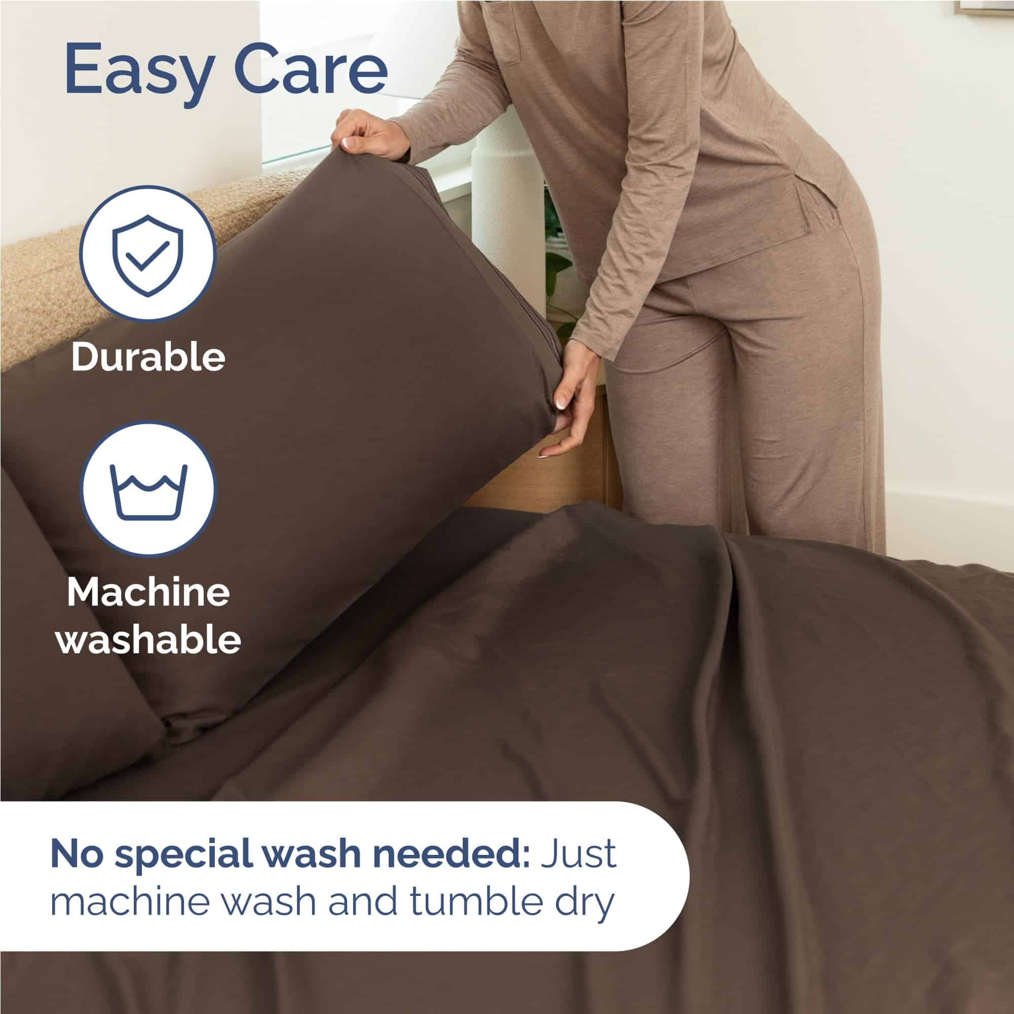 Juego de Sábanas Twin XL de 4 Piezas - Cómodas, -Marrón - Imagen 7