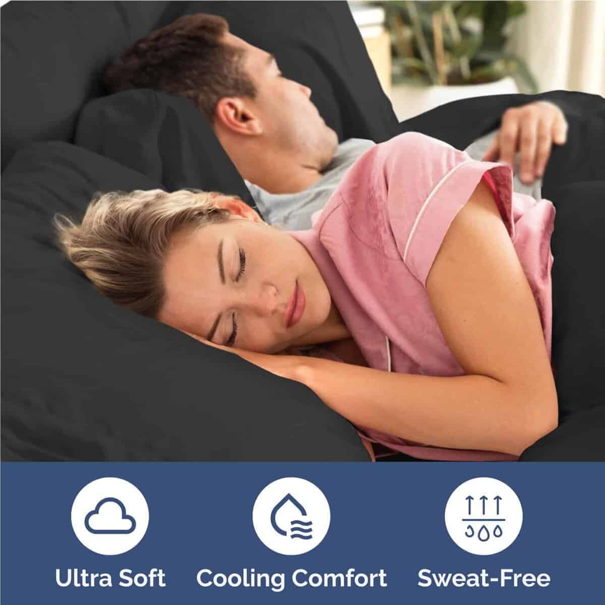 Juego de sábanas Twin XL de 4 piezas - Cómodas, -Negro - Imagen 5