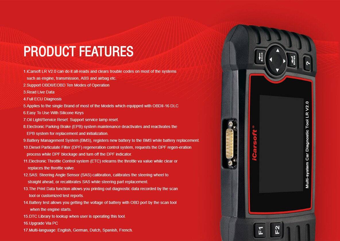 Herramienta de diagnóstico automotriz profesional iCarsoft - Imagen 3