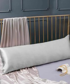 Funda de Almohada de Seda 100% para Cuerpo -Gris