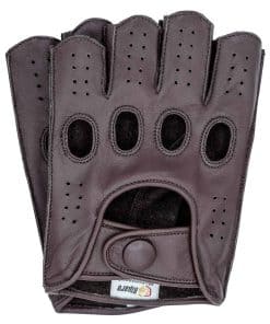 Guantes de Conducción Medio Dedo de Cuero para Hombre, con