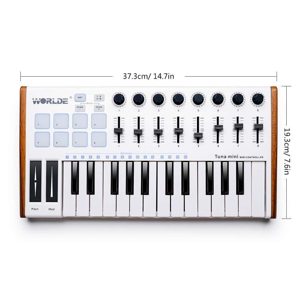 Controlador de teclado MIDI Vangoa Worlde 25 teclas, Worlde - Imagen 10