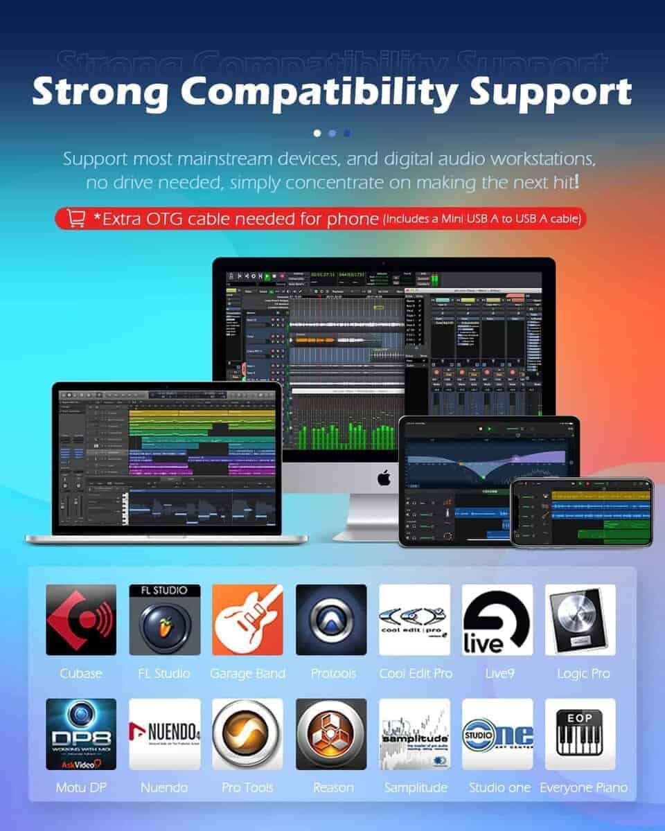 Controlador de teclado MIDI Vangoa Worlde 25 teclas, Worlde - Imagen 8