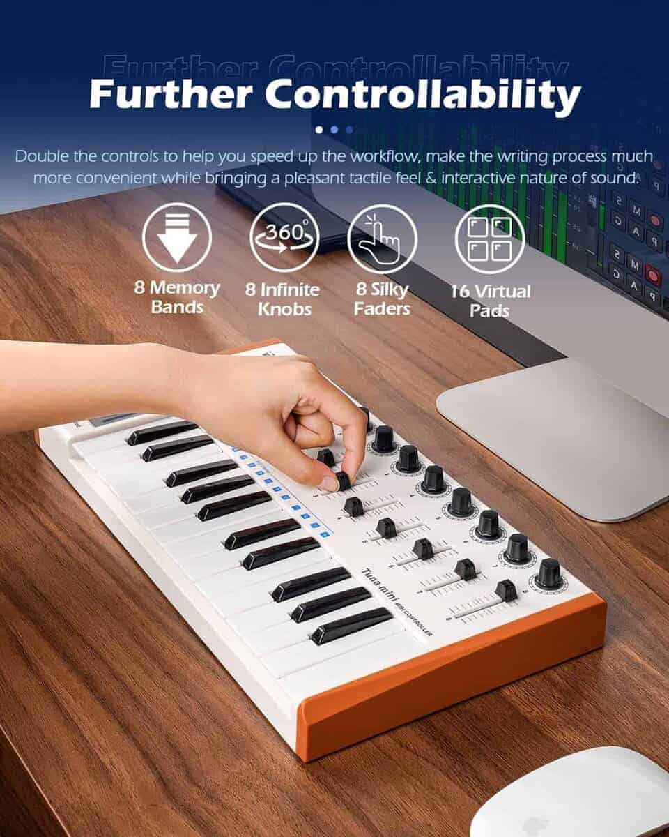 Controlador de teclado MIDI Vangoa Worlde 25 teclas, Worlde - Imagen 4