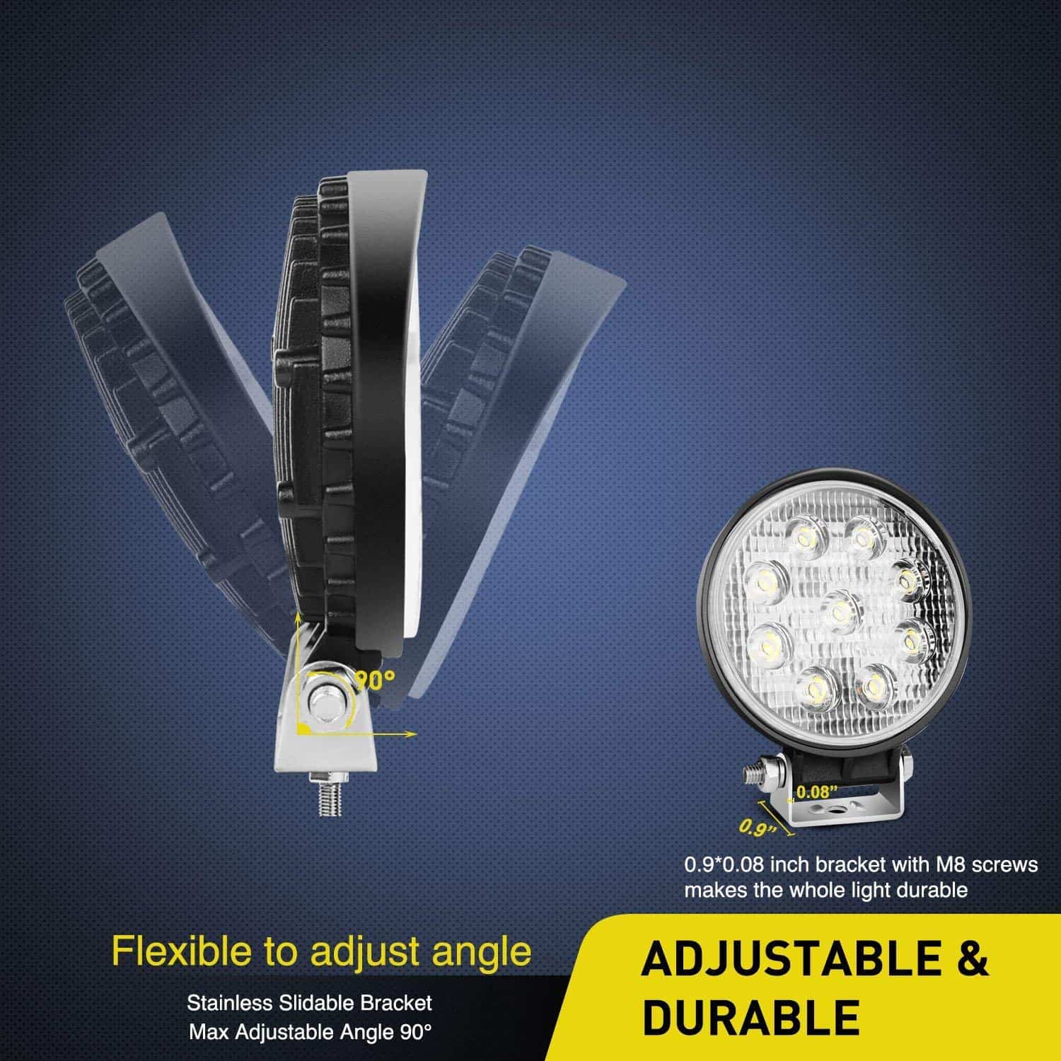 Nilight LED Pods 10Pcs 4.5Inch 27W Round Flood Light Off - Imagen 7