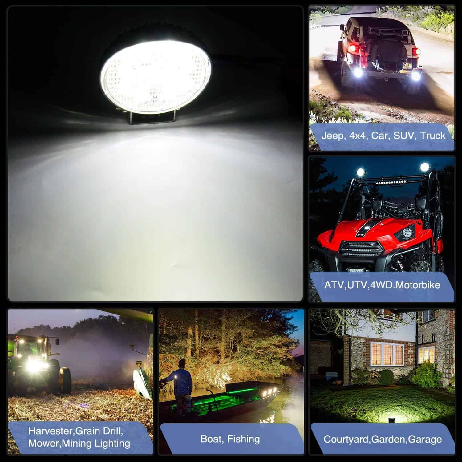 Nilight LED Pods 10Pcs 4.5Inch 27W Round Flood Light Off - Imagen 8