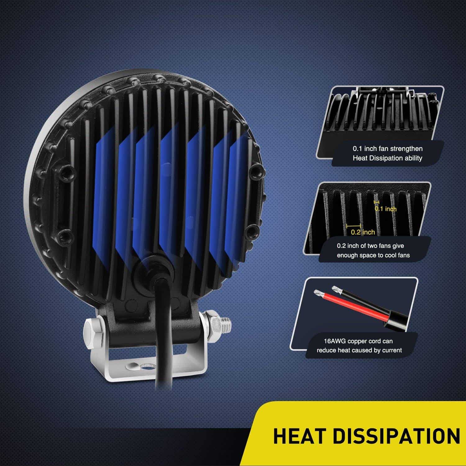 Nilight LED Pods 10Pcs 4.5Inch 27W Round Flood Light Off - Imagen 5