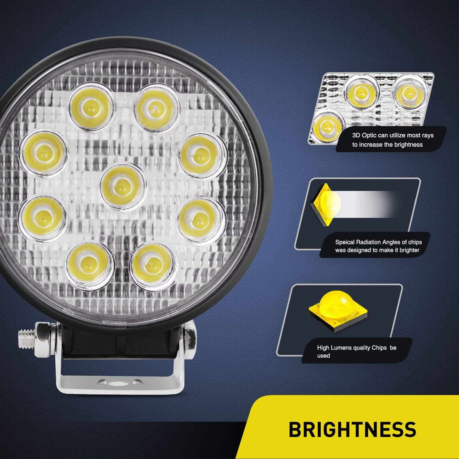 Nilight LED Pods 10Pcs 4.5Inch 27W Round Flood Light Off - Imagen 3