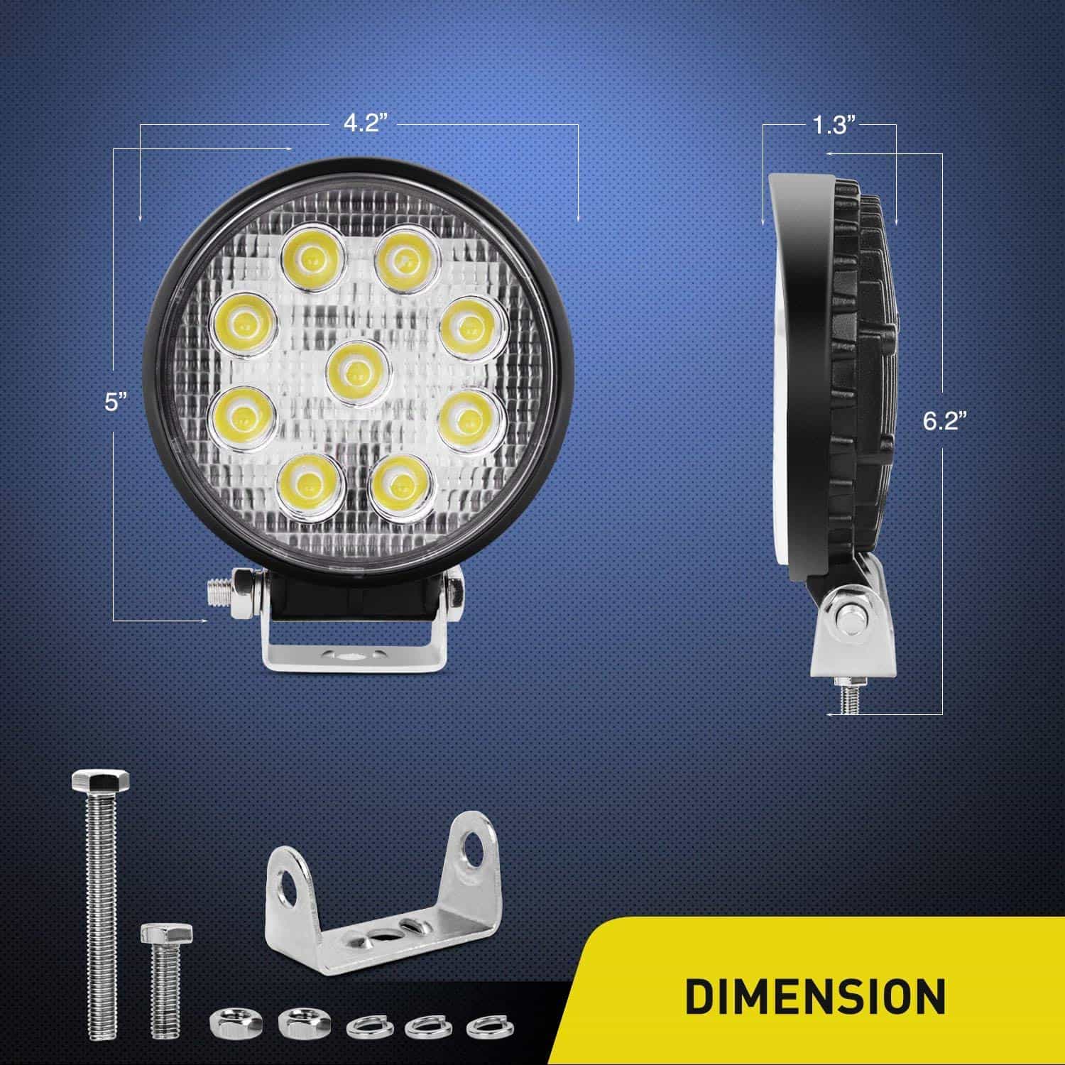 Nilight LED Pods 10Pcs 4.5Inch 27W Round Flood Light Off - Imagen 6