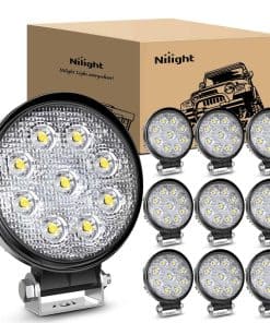 Nilight LED Pods 10Pcs 4.5Inch 27W Round Flood Light Off
