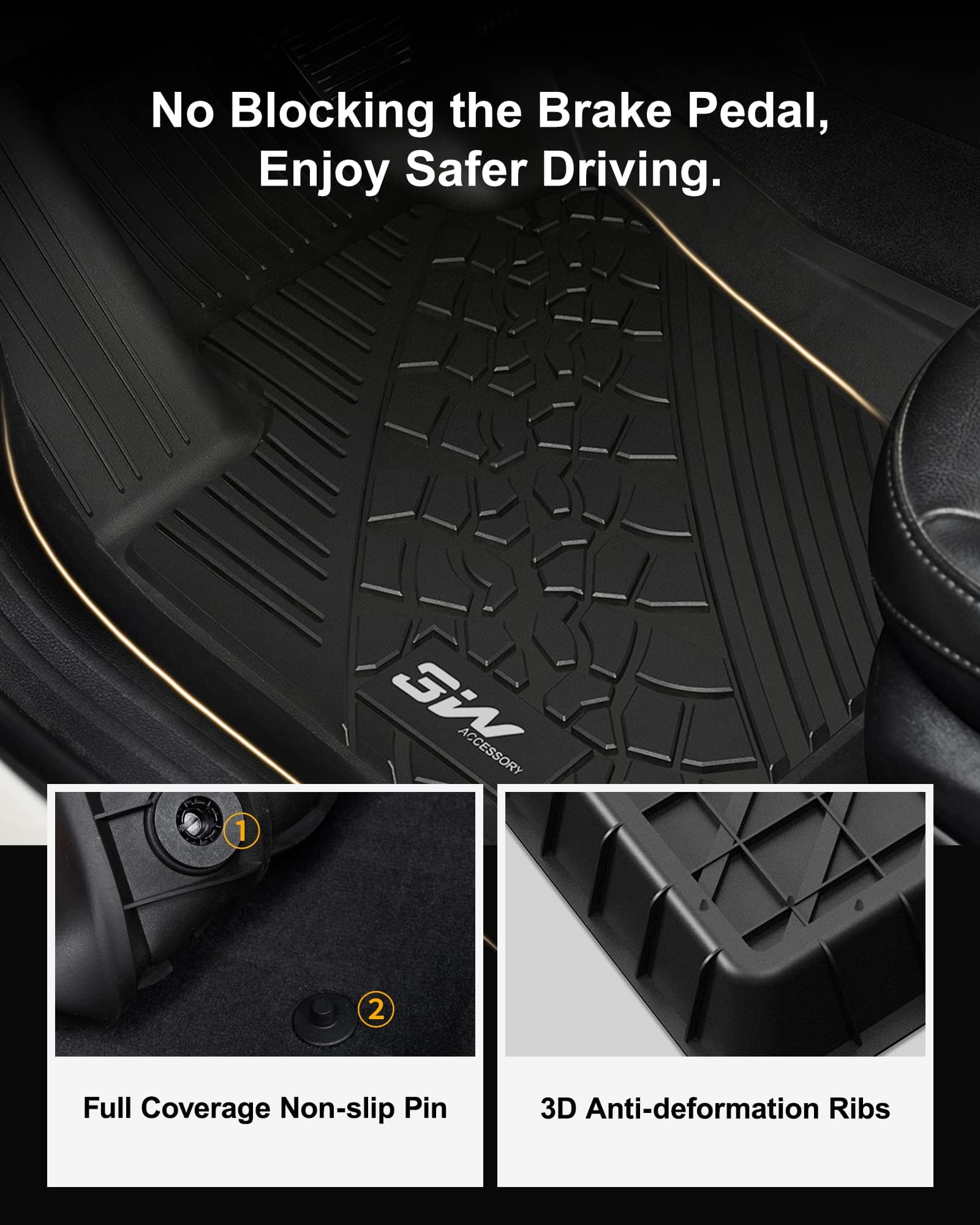 Tapetes para Piso 3W para Jeep Compass 2017-2024, Juego - Imagen 5
