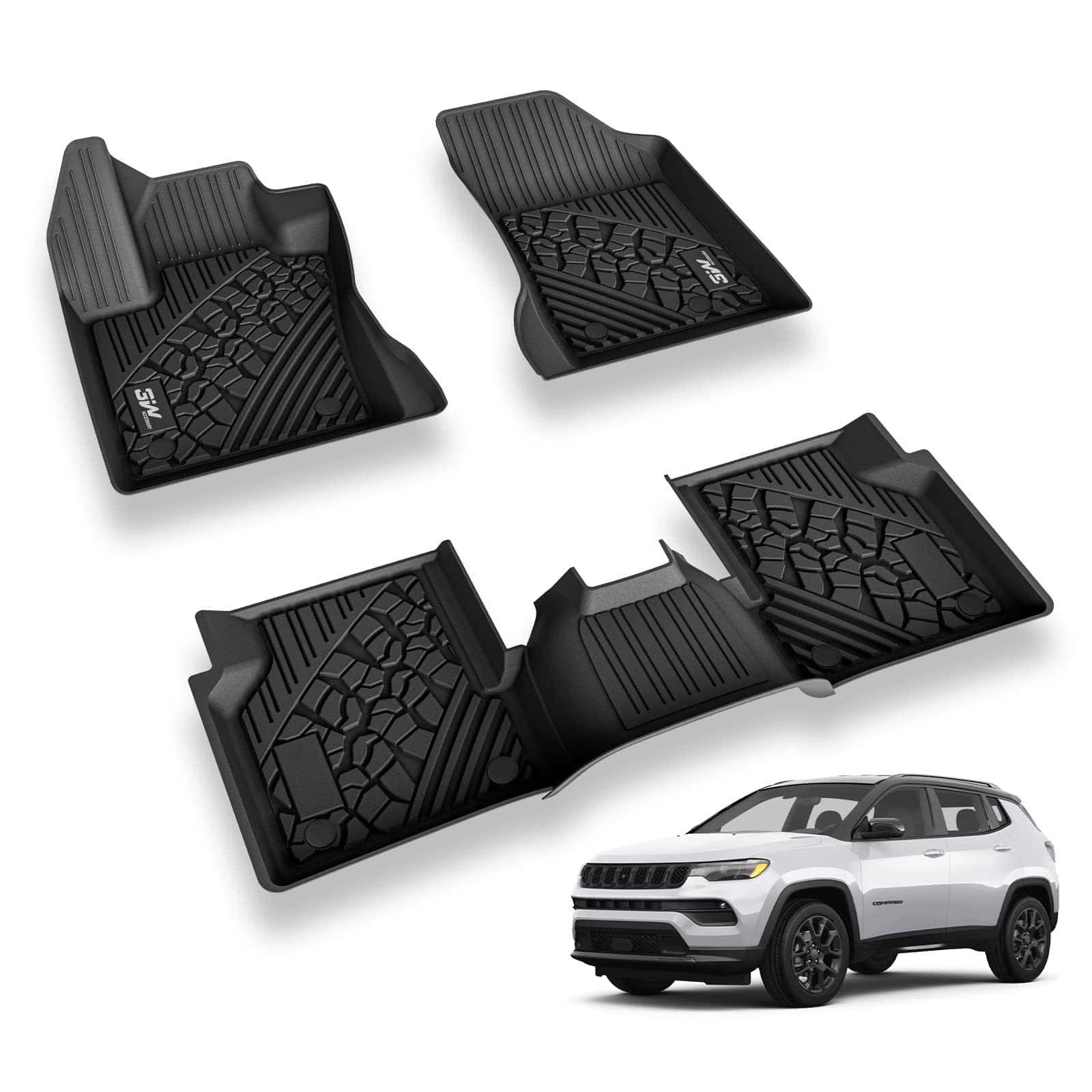 Tapetes para Piso 3W para Jeep Compass 2017-2024, Juego