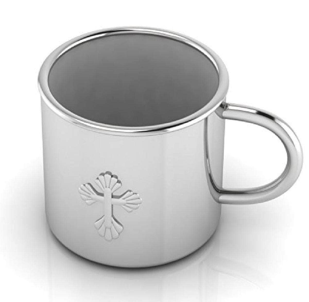 Taza de plata esterlina para bebé con cruz de Krysaliis -