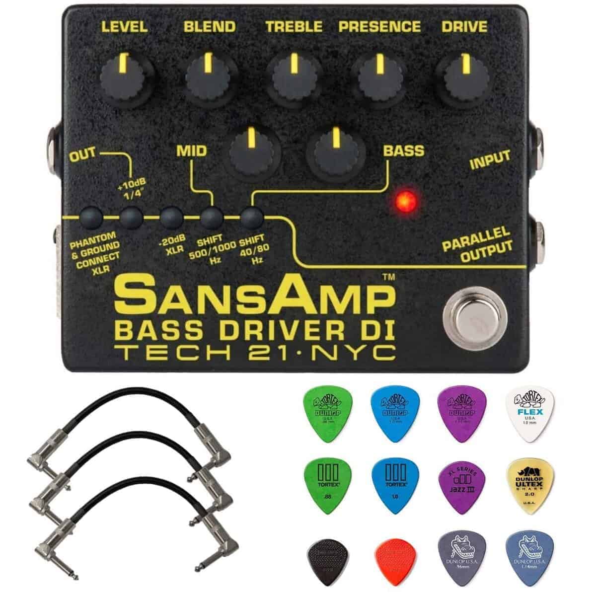 Tech 21 SansAmp Bass Driver DI V2 Bundle con 3 cables de