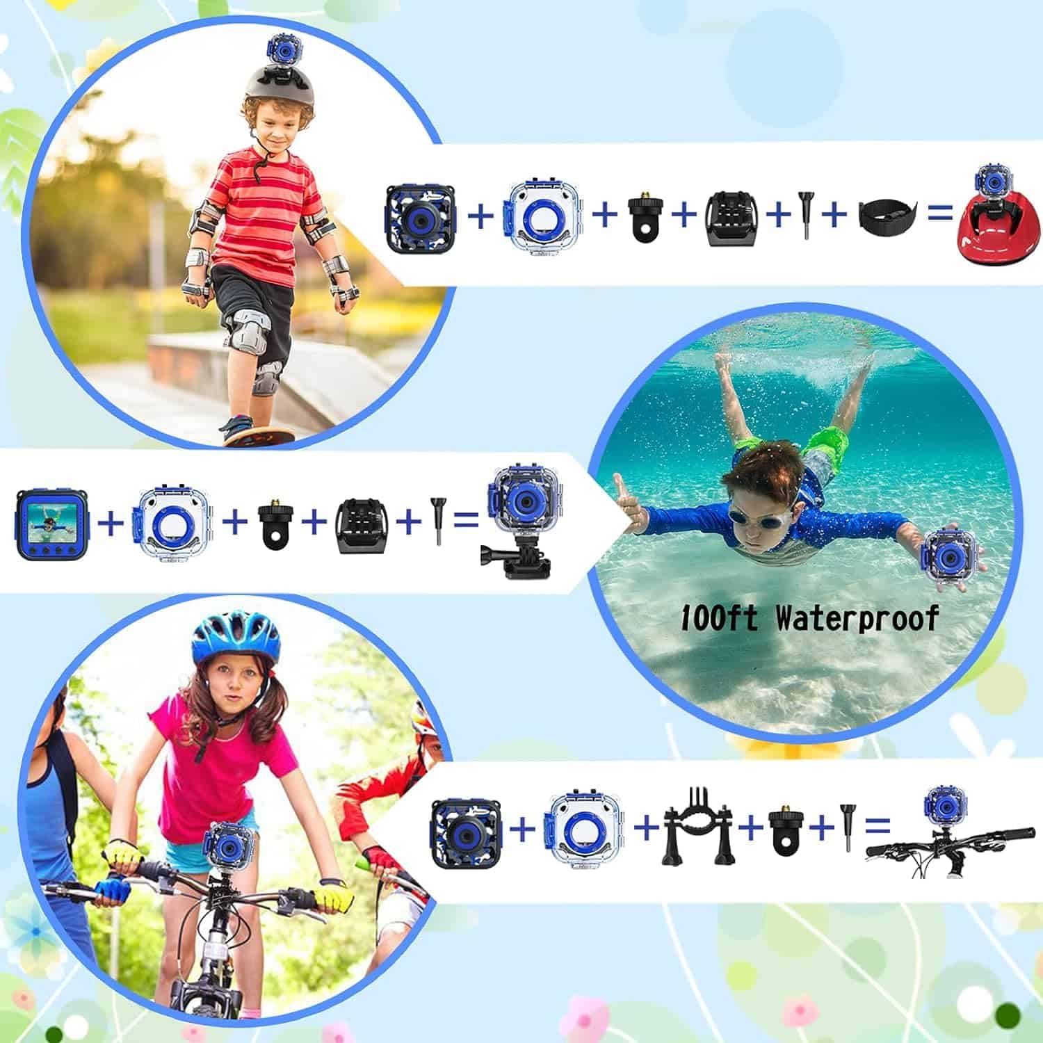 Cámara impermeable PROGRACE para niños Cámara de video de - Imagen 6