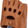 Guantes de Conducción Mitad Dedos de Cuero para Hombre