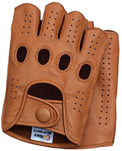 Guantes de Conducción Mitad Dedos de Cuero para Hombre