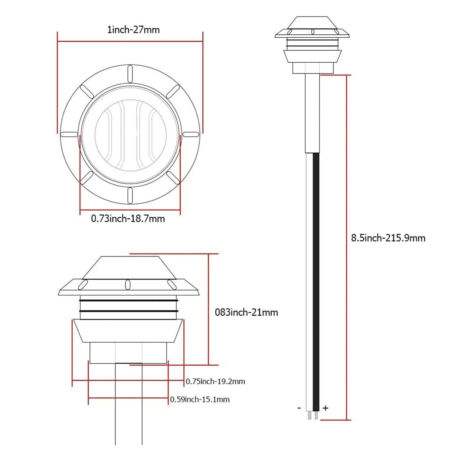 Meerkatt Mini Luz de Marcador Lateral LED Ámbar con Lente - Imagen 4